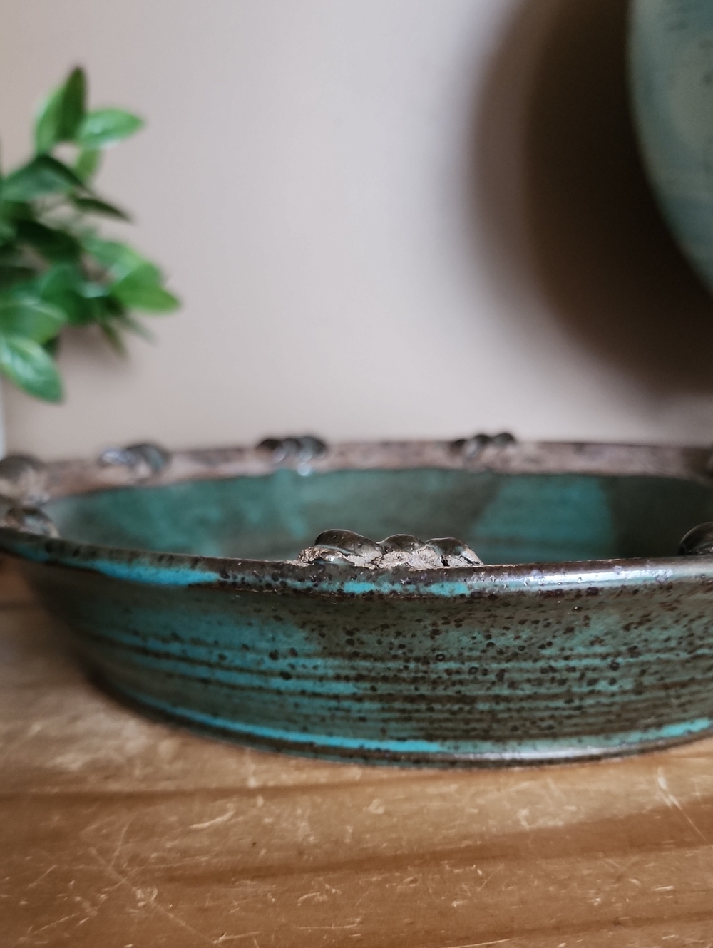 Rustic Turquoise Ceramic Bowl - Picture 6 of 14